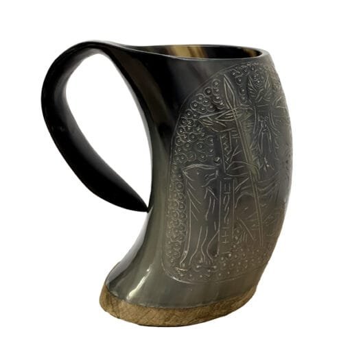 Viking Engraved Horn Tankard
