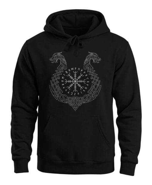 Hoodie - Runic Boat - Black