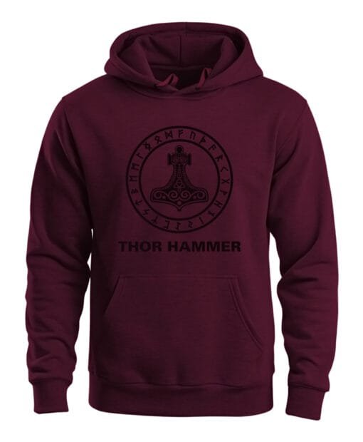 Hoodie - Thor Hammer - Maroon