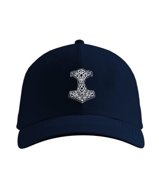 Navy Blue-White Thor Hammer Viking Baseball Cap